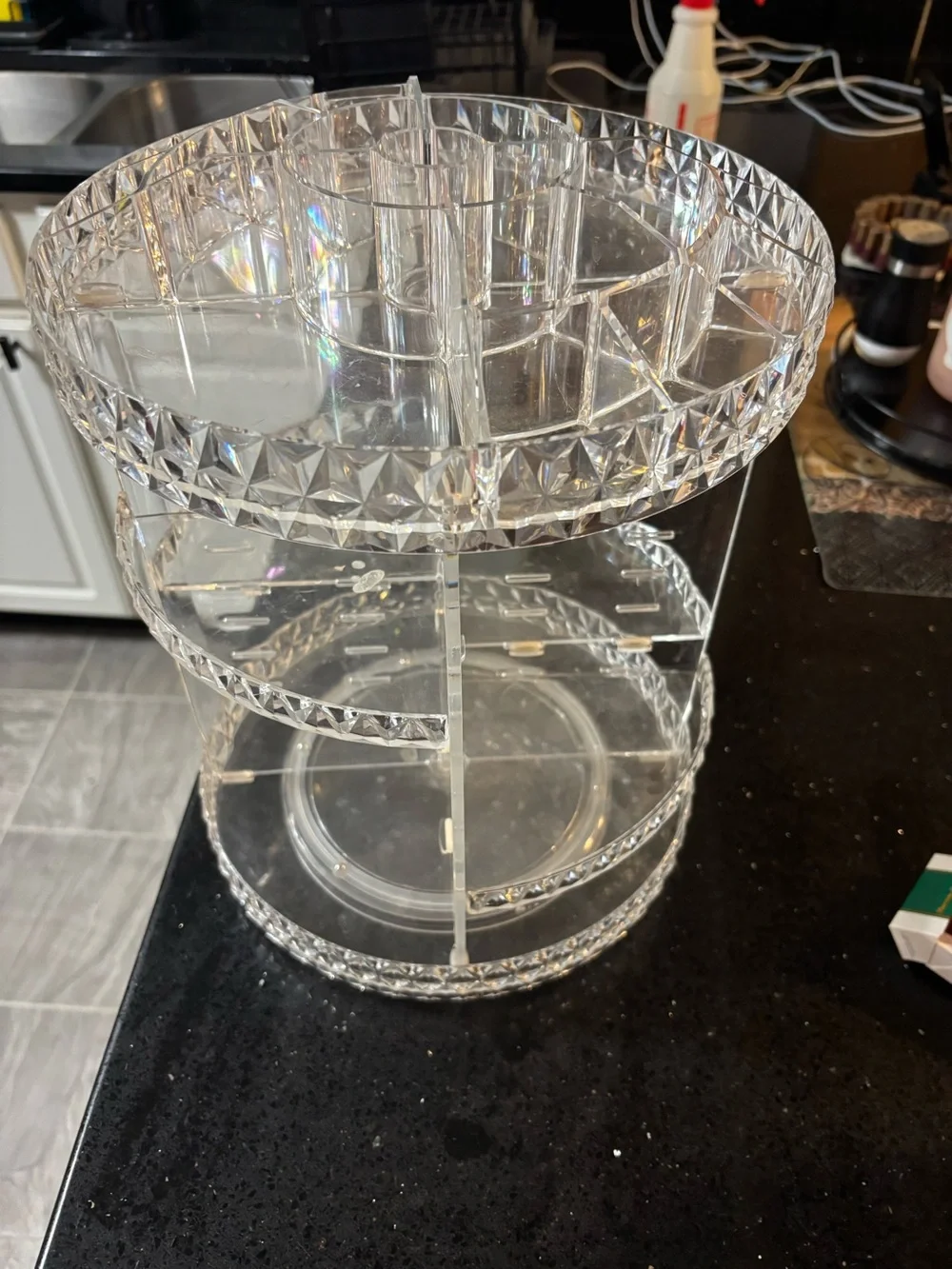 Clear Rotating Acrylic Makeup Organizer - 3-Tier Cosmetic Storage